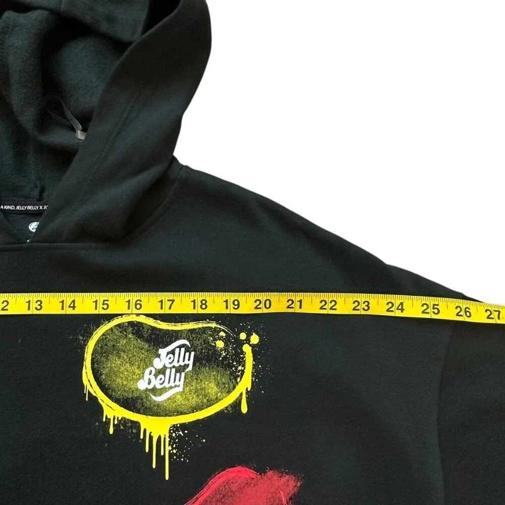 Jelly Belly Kids Black Hoodie with Candy Heart Graphic‎ Print Y2K Kidcore Retro